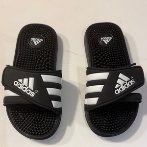 Adidas Kids Black and White Slide Sandals